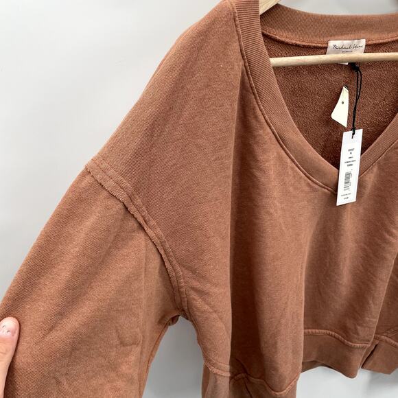 MICHAEL STARS NWT Camila V Neck Sweatshirt in Terracotta // XL - Picture 8 of 13